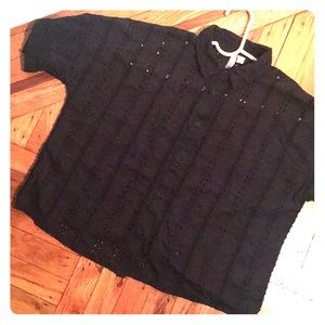 ASOS black cropped cotton shirt top